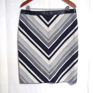 Vintage Conrad C. Navy Chevron Tweed Pencil Skirt Size 12 New with Tags